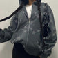 Oversized star motif zip hoodie