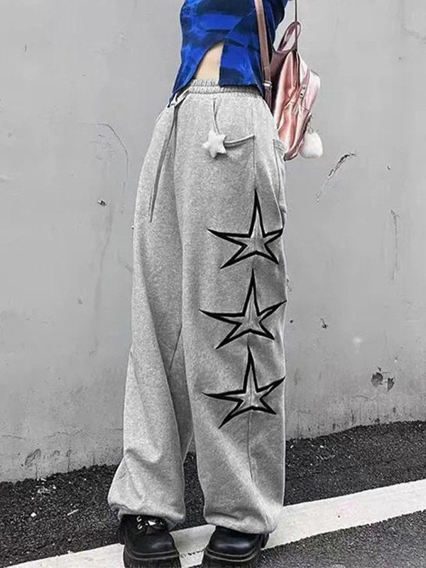 Baggy sweatpants with star embroidery