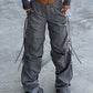 Punk cargo pants with cutouts and lace-up straps