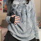 Grey vintage long-sleeved shirt with cross and skull print