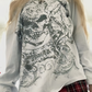 Vintage White Oversize Long Sleeve Shirt with Skull Print