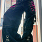 Black Punk Eyelet Strap Cargo Pants