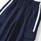 Navy Blue Hip Hop Pockets Side Stripe Baggy Sweatpants