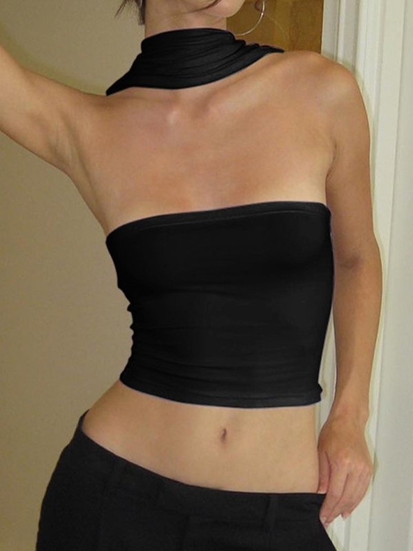 Black Sexy Halter Bandeau Top