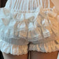 Vintage White Pumpkin Shorts with Lace Ruffle