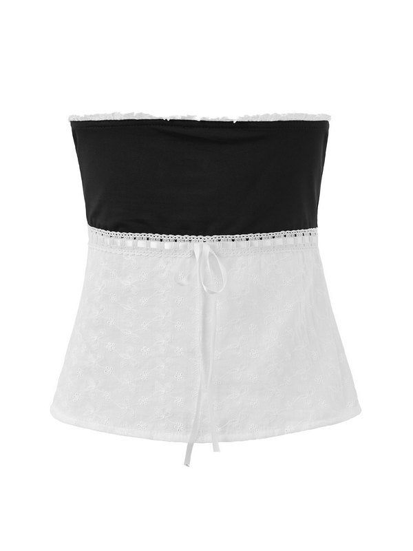 Coquette contrast bandeau crop top with lace