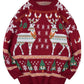 Vintage Red Christmas Deer Crew Neck Sweater