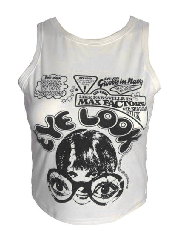 Crop tank top with eye look graphic