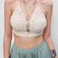 Halter crop cami top made of crochet knit