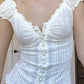 Button Front Embroidered Lace Crop Blouse