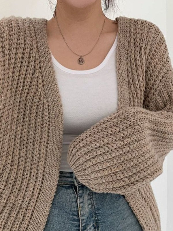 Vintage Oversize Open Knit Cardigan with Long Sleeves