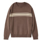 Brown vintage oversized sweater with three stripes