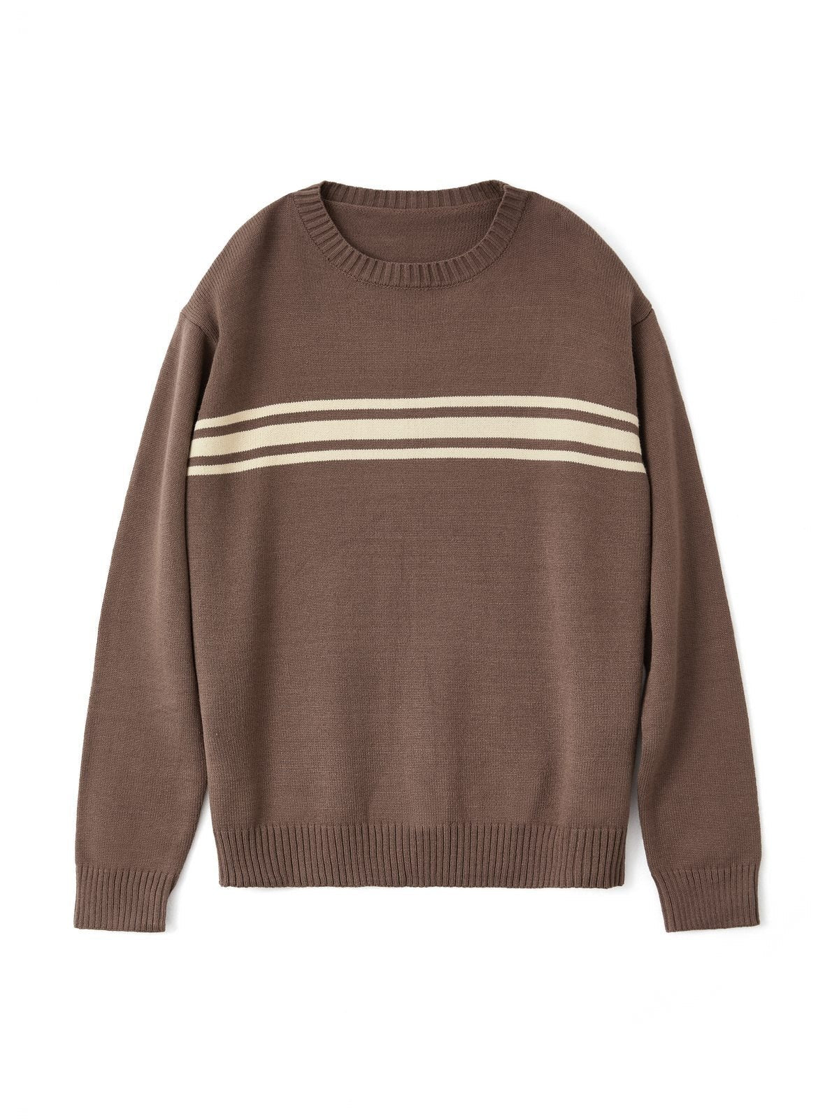 Brown vintage oversized sweater with three stripes