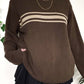 Brown vintage oversized sweater with three stripes