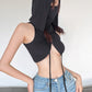 Hip Hop Bandana Design Cropped Tank Top with Hood