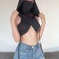 Hip Hop Bandana Design Cropped Tank Top with Hood