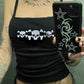 Black Punk Skull Print Cropped Cami Top