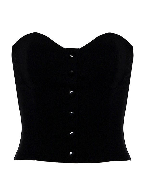 Black sexy corset top with button placket