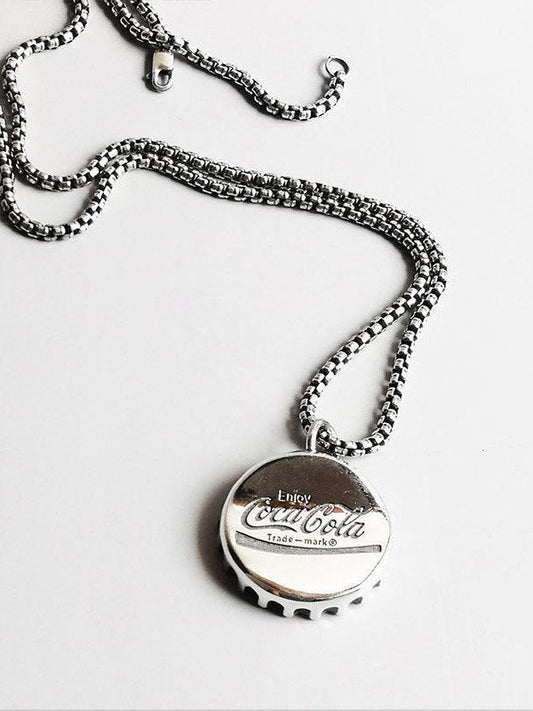 Vintage Bottle Cap Letter Engraved Pendant Necklace