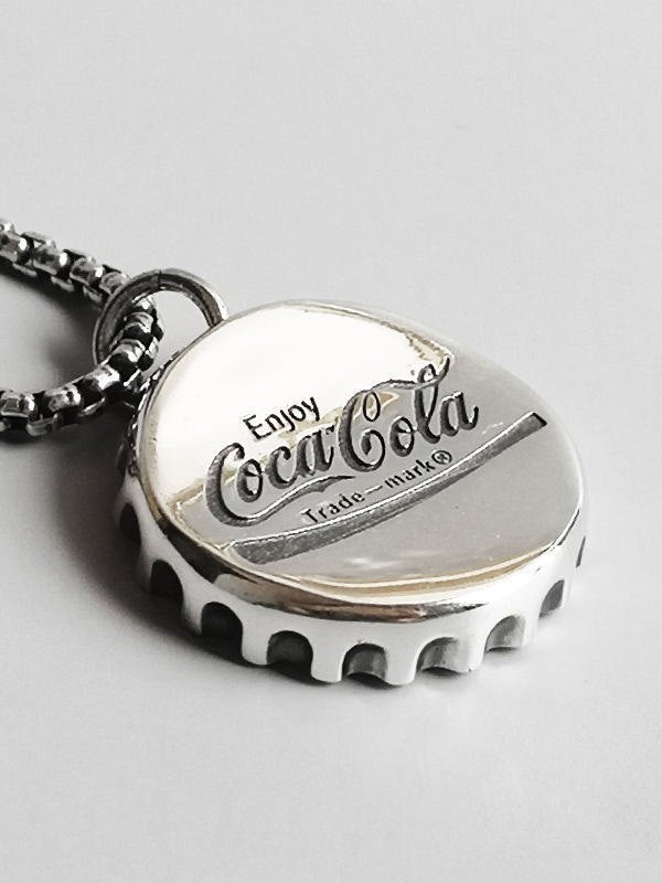 Vintage Bottle Cap Letter Engraved Pendant Necklace