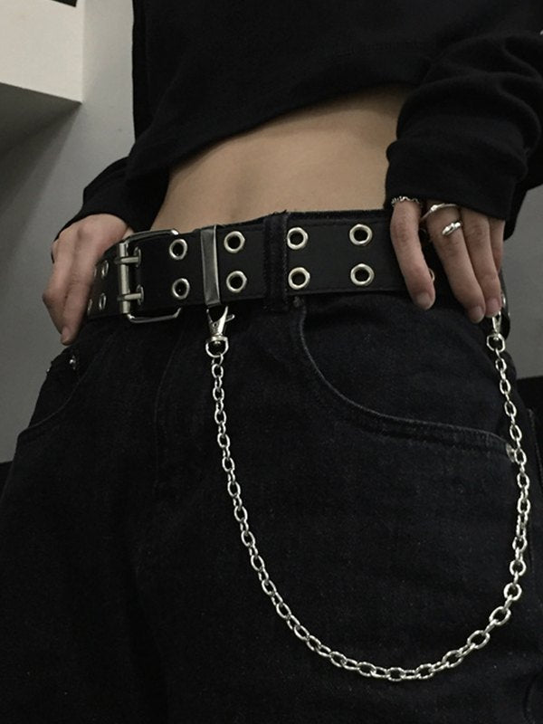 JY Punk Double Eyelet Chain Belt with Buckle/Punk Double Eyelet Chain Belt with Buckle