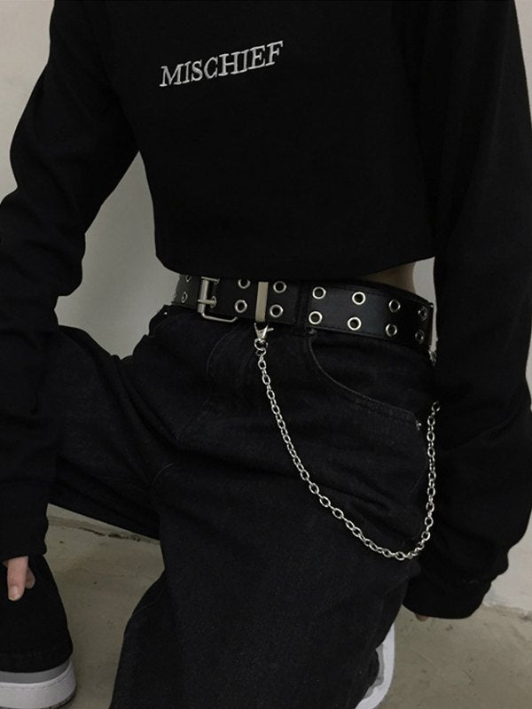 JY Punk Double Eyelet Chain Belt with Buckle/Punk Double Eyelet Chain Belt with Buckle