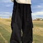 Men's baggy cargo pants with strap detail and pocket