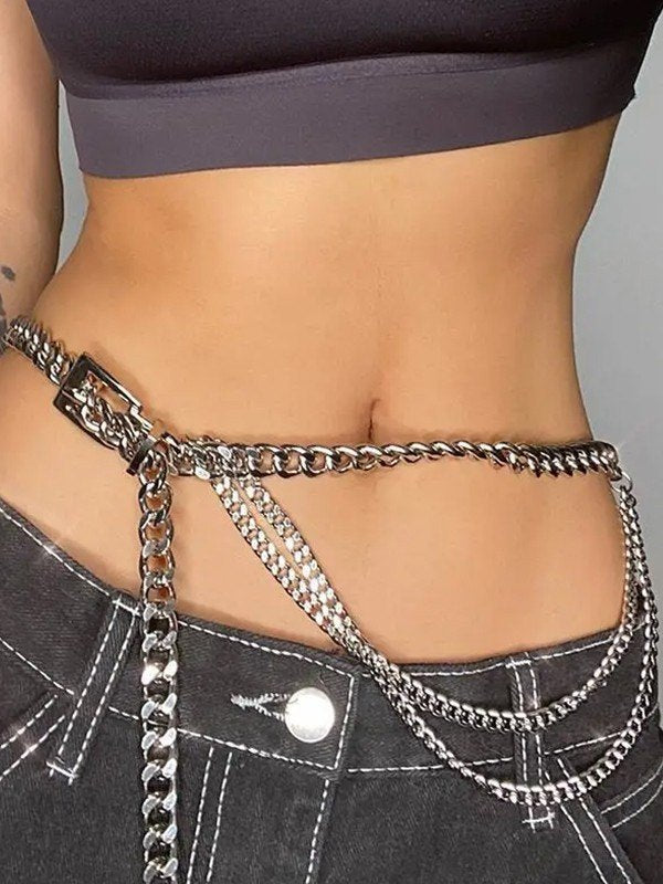 Hip Pop Interlocking Cuban Link Chain Buckle Belt/Hip Pop Interlocking Cuban Link Chain Buckle Belt