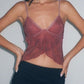 Crossover mesh crop cami top