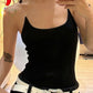 Black Vintage Slim Cami Top with Transparent Straps