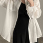 White Classic Sheer Long Sleeve Blouse