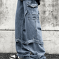 Men's Blue Hip Hop Strap Details Cargo Jeans