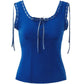 Blue Vintage Neckline Lace Stitching Cami Top