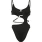 Black Sexy O Ring Cutout Cami Bodysuit