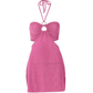 Pink Vintage O Ring Neck Halter Mini Dress