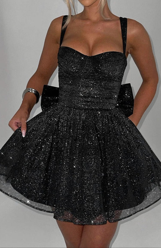Giuliana Mini Dress – Black Glitter