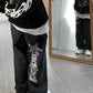 Hip hop straight leg baggy jeans with slogan 