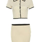 Contrast Vintage Lapel Collar Cardigan Lapel Top &amp; Mini Skirt Set