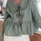 Vintage Ruffle Lapel Collar Long Sleeve Shirt