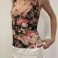 Vintage Floral Print Lace V-Neck Tank Top