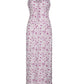 French Pink Print Tie Maxi Dress