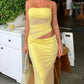 Yellow Vintage Slim Fit Cami Top &amp; Maxi Skirt Set