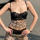 Vintage Leopard Print Lace Patchwork Mesh Cami Top