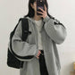 Gray Retro Oversized Zipper Hoodie