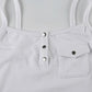 White vintage button front tank top with pocket