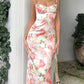 Pink French Floral Slim Maxi Dress