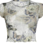 Y2K Butterfly Printed Mesh Crop Top with Rolled Hem