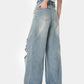 Blue Vintage Wide Leg Ripped Jeans