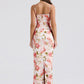 Pink French Floral Slim Maxi Dress