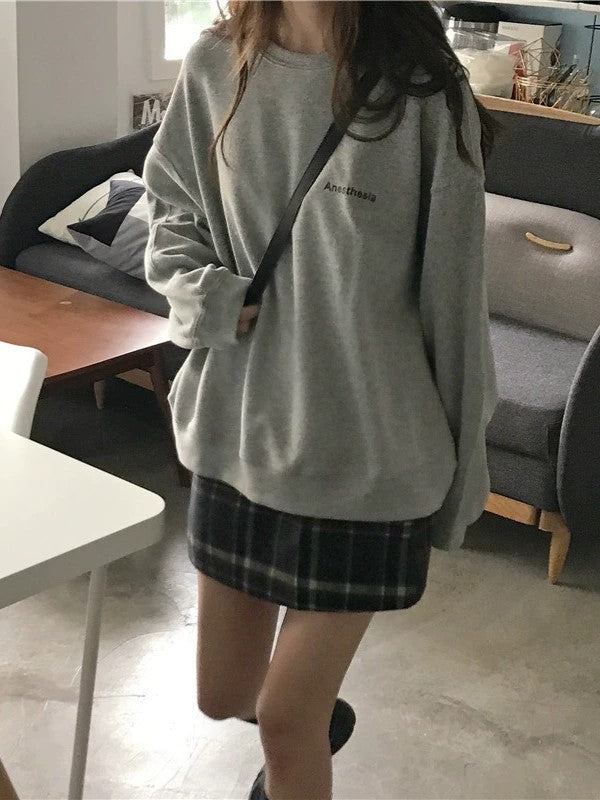 Basic plain oversized sweatshirt with logo 